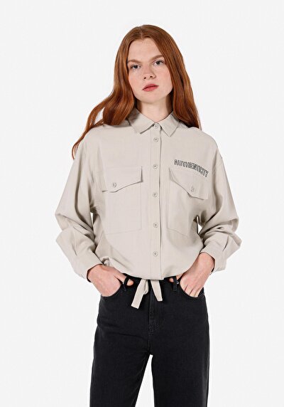 Afficher les détails de Chemise À Manches Longues Vert Regular Fit Droit Polyester Femme