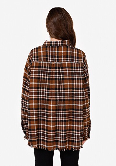 Image de Chemise À Manches Longues Relaxed Fit Plaid Flanelle Femme