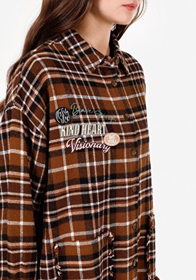 Image de Chemise À Manches Longues  Relaxed Fit Plaid Flanelle Femme