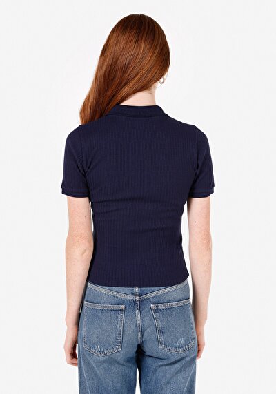 Afficher les détails de Chemise Polo À Manches Courtes Marine Droit Slim Fit Femme