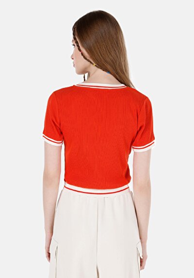 Image de T-shirt À Manches Courtes Rouge Slim Fit Droit Femme