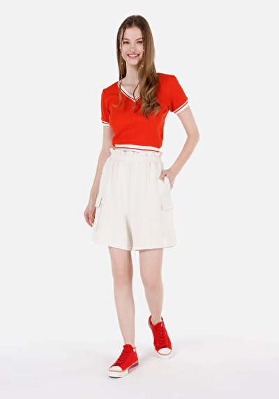 Image de T-shirt À Manches Courtes Rouge Slim Fit Droit Femme