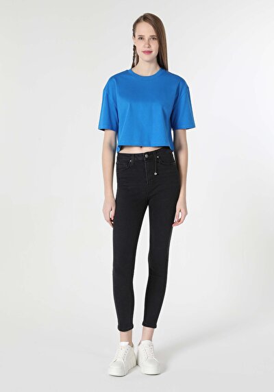 Afficher les détails de 759 Lara Pantalon Noir   En  Skinny Fit Femme