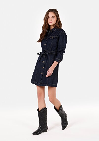 Image de Robe Bleu Slim Fit Manches Longues Femme