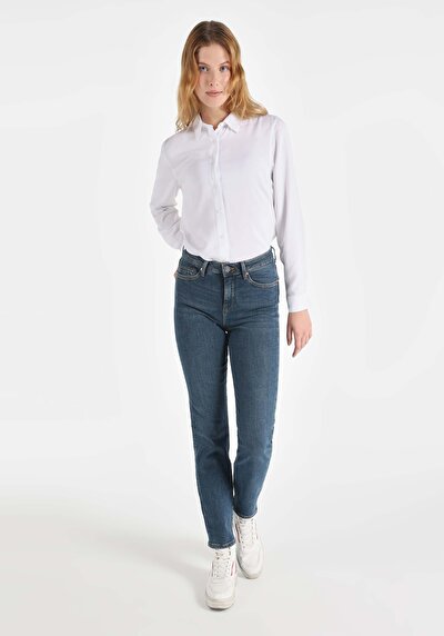 Image de 703 Carla Pantalon Bleu   En  Slim Fit Femme