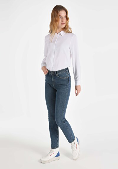 Image de 703 Carla Pantalon Bleu En Slim Fit Femme