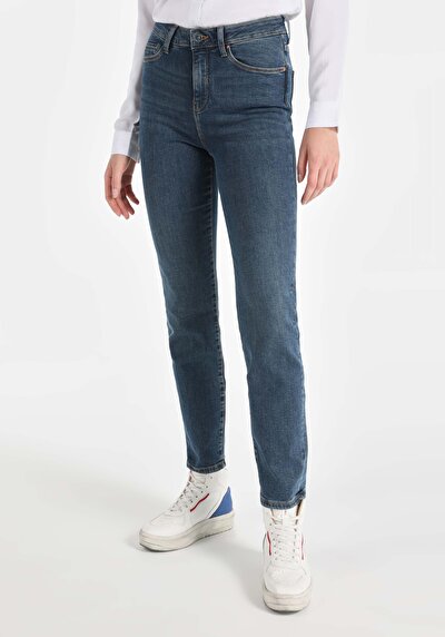 Image de 703 Carla Pantalon Bleu   En  Slim Fit Femme