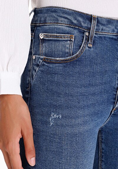Afficher les détails de 759 Lara Pantalon Bleu   En  Skinny Fit Femme