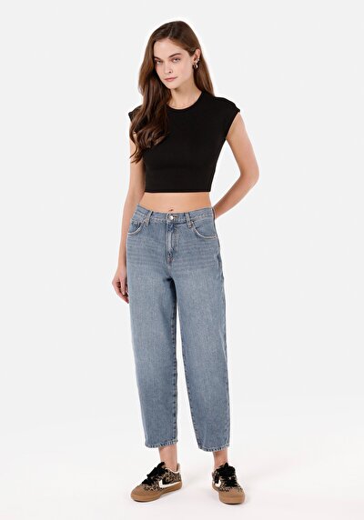 Image de 850 Jenny Pantalon Bleu En Balloon Fit Femme