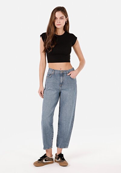 Image de 850 Jenny Pantalon Bleu En Balloon Fit Femme
