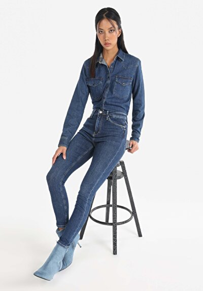 Image de 760 Diana Pantalon Bleu En Skinny Fit Femme