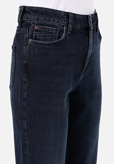 Image de 896  Maria Pantalon Bleu Foncé Tapered Leg  En  Mom Fit Femme