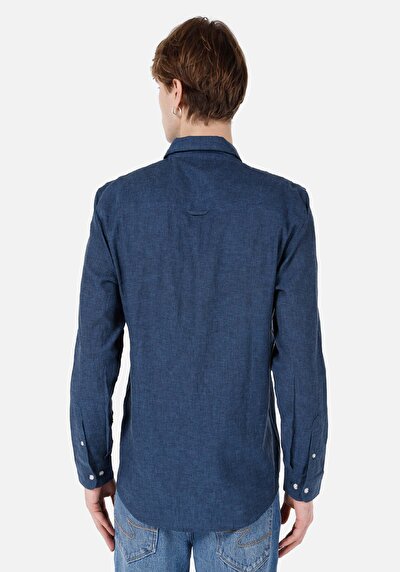 Afficher les détails de Chemise À Manches Longues Marine Comfort Fit   Homme