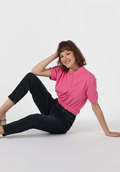 Image de 896  Maria Pantalon Bleu Foncé Tapered Leg  En  Mom Fit Femme