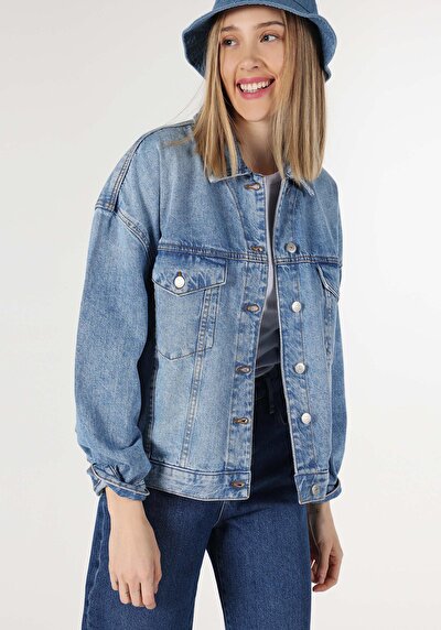 Afficher les détails de Veste De Blazer Bleu Oversize Fit   Femme
