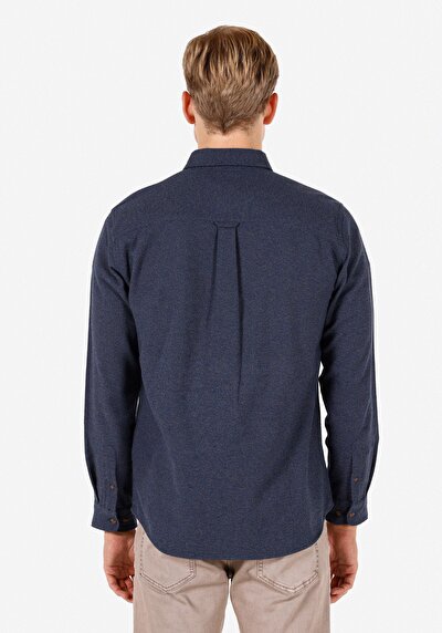 Image de Chemise À Manches Longues Marine Regular Fit Droit Flanelle Homme