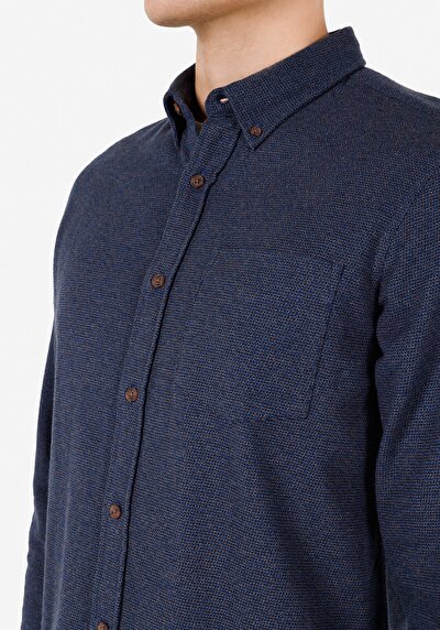 Image de Chemise À Manches Longues Marine Regular Fit Droit Flanelle Homme
