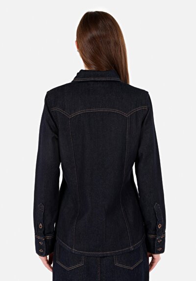 Image de Chemise À Manches Longues Bleu Regular Fit Droit Jean Femme