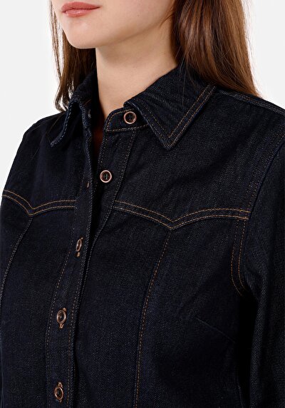 Image de Chemise À Manches Longues Bleu Regular Fit Droit Jean Femme