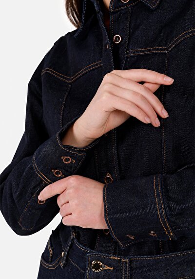Image de Chemise À Manches Longues Bleu Regular Fit Droit Jean Femme