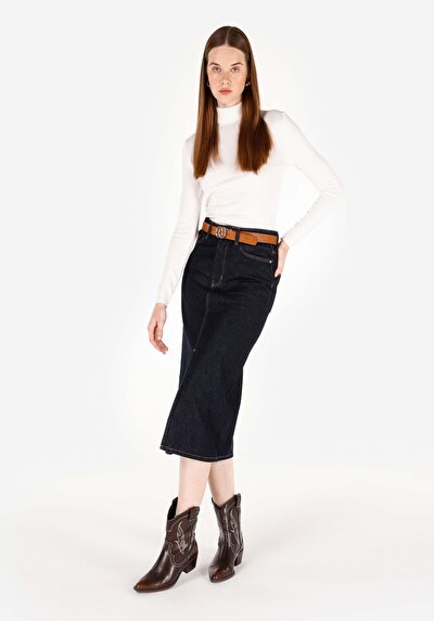 Afficher les détails de Jupe Bleu Slim Fit Droit Jean Normale Femme