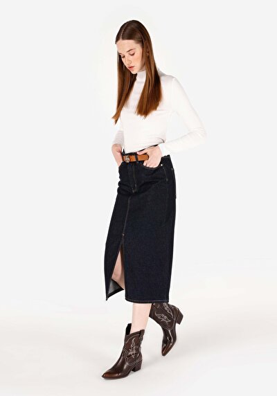 Afficher les détails de Jupe Bleu Slim Fit Droit Jean Normale Femme