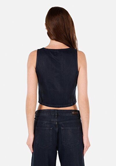 Image de Gilet Bleu Foncé Slim Fit Femme