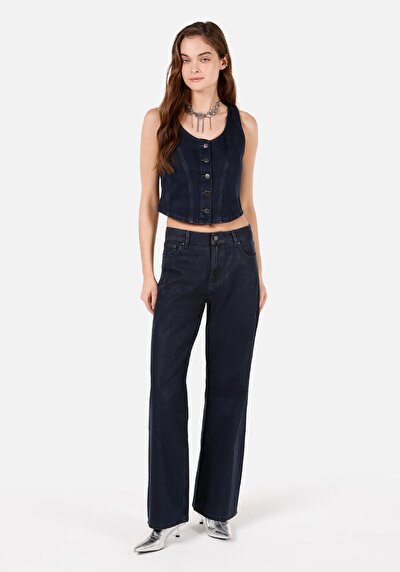 Image de Gilet Bleu Foncé Slim Fit Femme