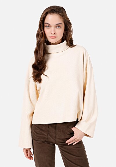 Image de T-shirt À Manches Longues Ecru Comfort Fit  Femme
