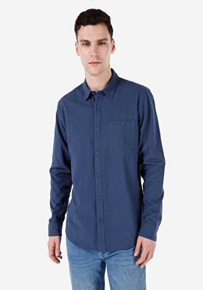 Image de Chemise À Manches Longues Bleu Regular Fit Homme