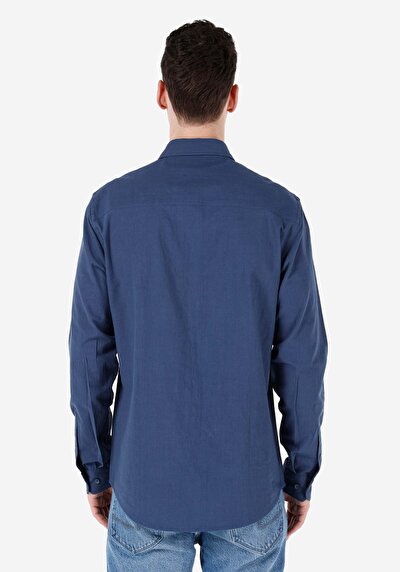 Image de Chemise À Manches Longues Bleu Regular Fit Homme