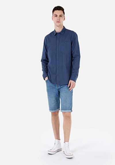 Image de Chemise À Manches Longues Bleu Regular Fit   Homme