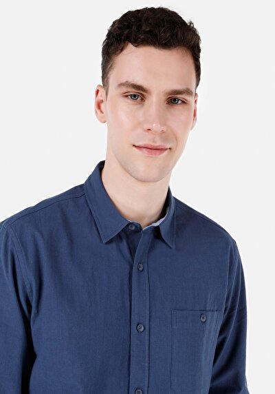 Image de Chemise À Manches Longues Bleu Regular Fit Homme