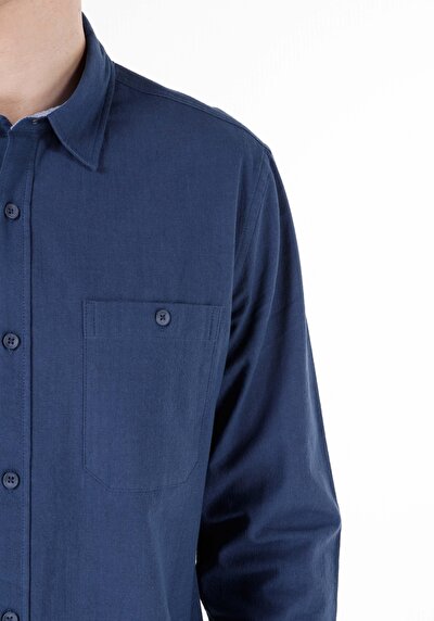 Image de Chemise À Manches Longues Bleu Regular Fit   Homme