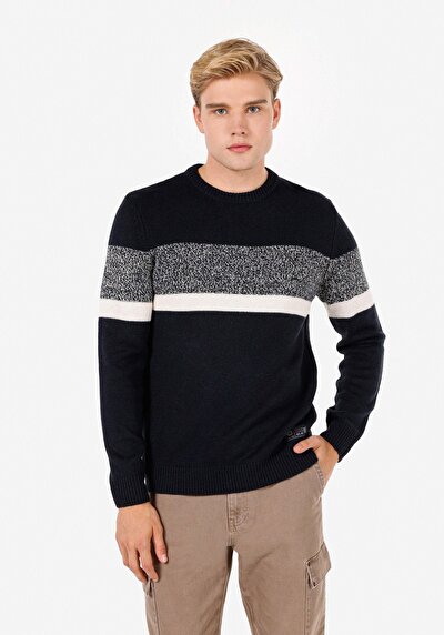Image de Pull Marine Regular Fit Manches Longues  Homme