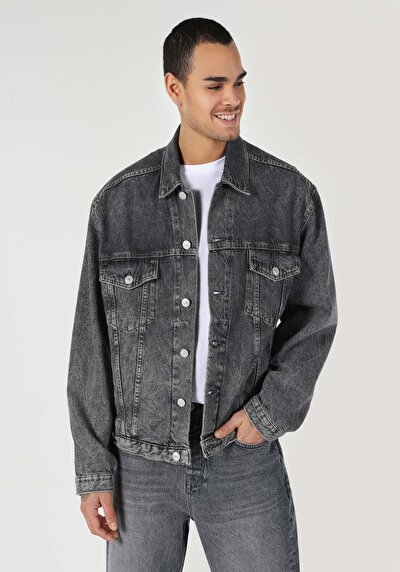 Afficher les détails de Veste De Blazer Gris Oversize Fit   Homme
