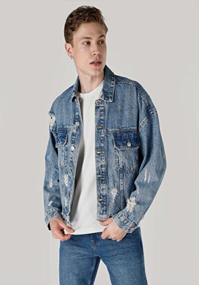 Afficher les détails de Veste De Blazer Bleu Oversize Fit   Homme