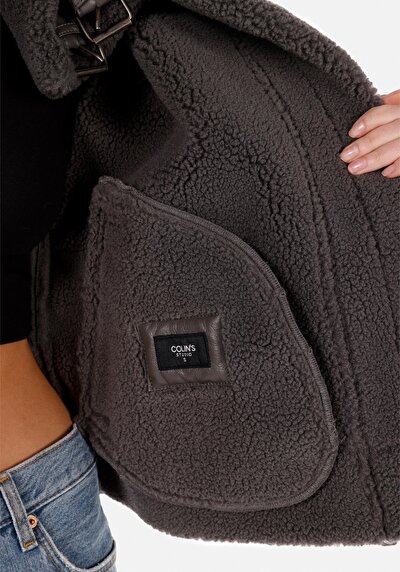 Image de Veste Pu Anthracite Manches Longues  Regular Fit Femme