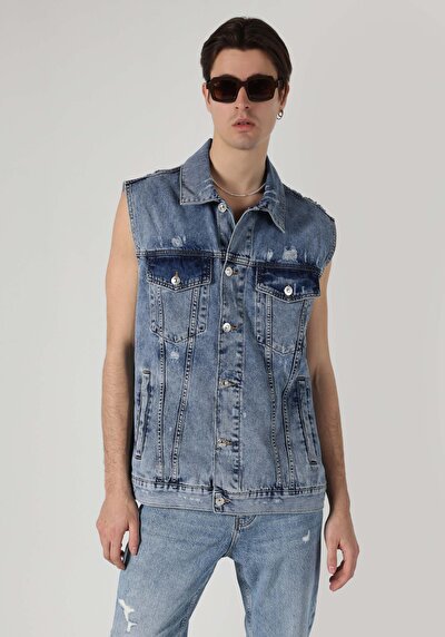 Image de Gilet Bleu Oversize Fit Homme