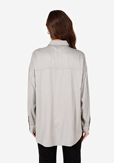 Image de Chemise À Manches Longues Vert Regular Fit Droit Sergé Femme