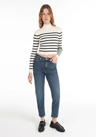 Image de 896  Maria Pantalon Bleu   En  Mom Fit Femme
