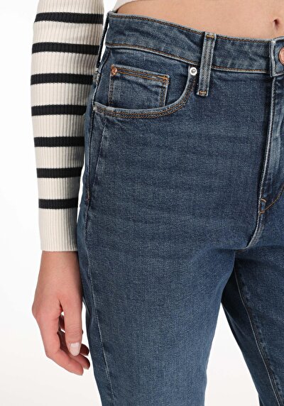 Image de 896  Maria Pantalon Bleu   En  Mom Fit Femme