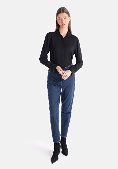 Image de 896 Maria Pantalon Bleu En Mom Fit Femme