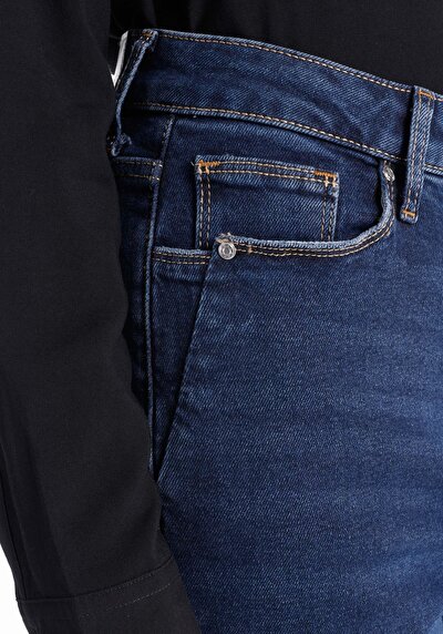 Afficher les détails de 896  Maria Pantalon Bleu   En  Mom Fit Femme