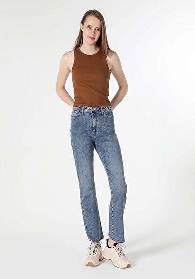 Image de 792 Mila Pantalon Bleu En Regular Fit Femme