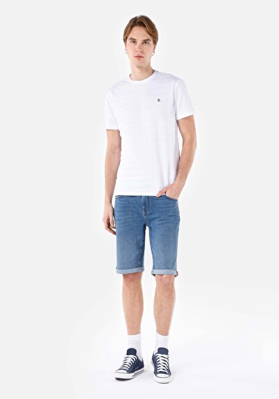 Afficher les détails de Short Bleu Straight Fit Homme