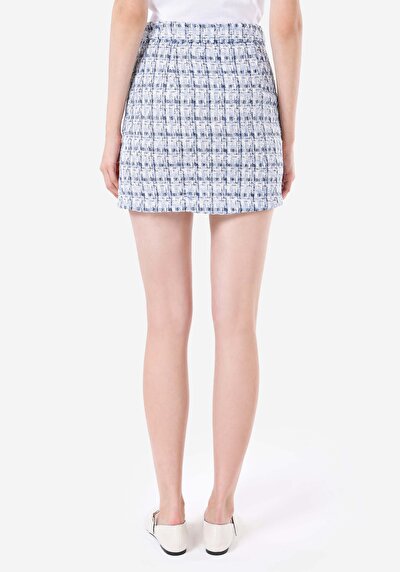Image de Jupe Bleu Mini Skirt Plaid Polyester Mini Femme