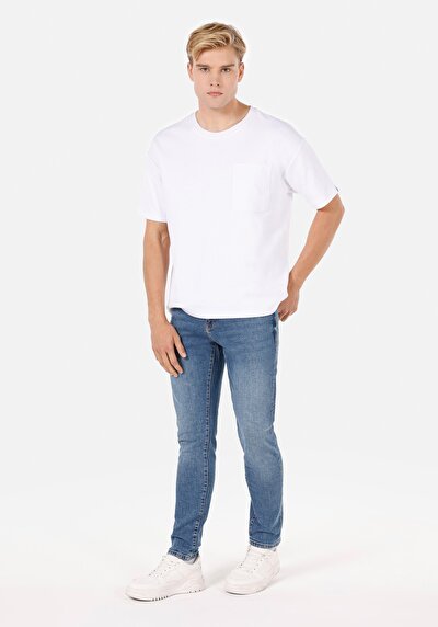 Image de 041 Danny Pantalon Bleu Slim Leg Low Rise En Slim Fit Homme