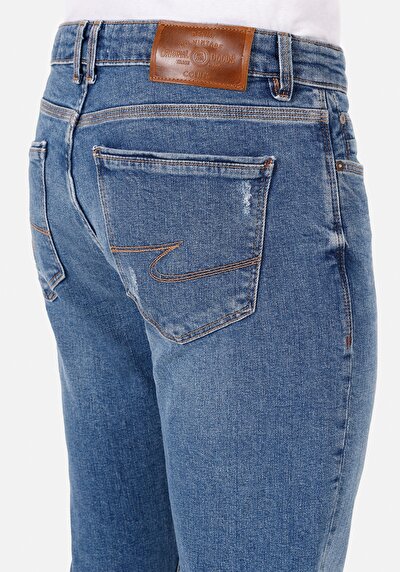 Afficher les détails de 041 Danny Pantalon Bleu Slim Leg Low Rise En  Slim Fit Homme