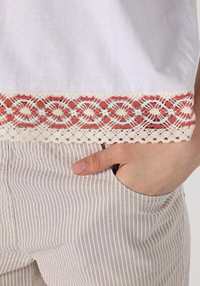 Image de T-shirt À Manches Courtes Blanc Regular Fit  Femme